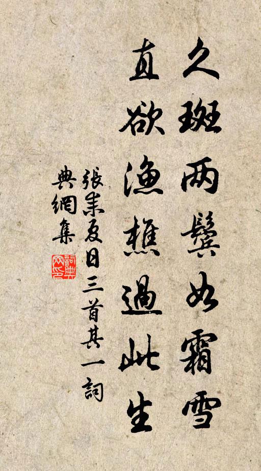 张耒久斑两鬓如霜雪，直欲渔樵过此生书法作品欣赏